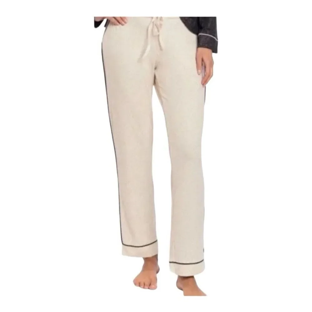 Chaser Lounge‎ Pants Cream Size Medium Gold Glitter Polka Dot Pajama Bottoms